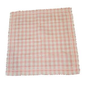 Vintage 1980s 35" Square Cotton Lightweight Blanket Pink Plaid Cottagecore